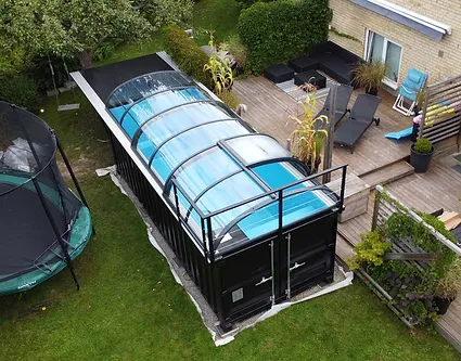 Schwimmbadcontainer mit Dachpaket Premium 6,2m x 2,5m