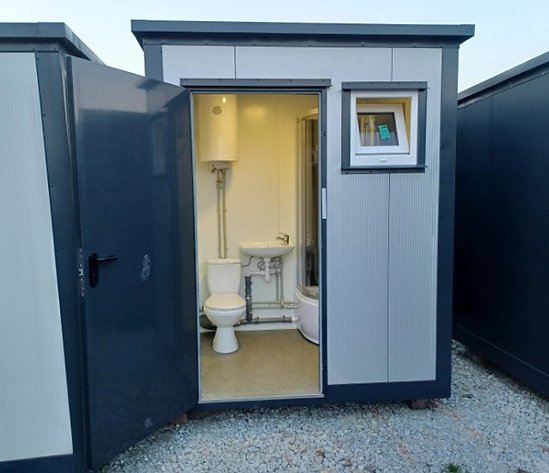 Komplette Sanitärkabine (WC, Dusche, Waschbecken)